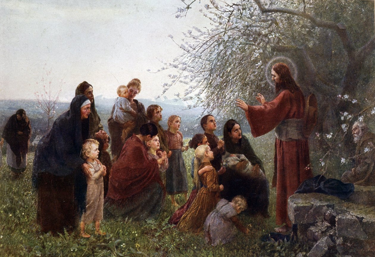 german school jesus with women and children (let little children come to me) germany v 1880 (meisterdrucke 990637)
